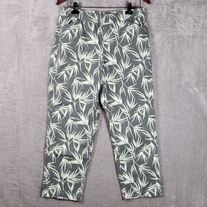Lands' End Green Palm Leaf Print Cotton Pants Mid Rise Women's 8